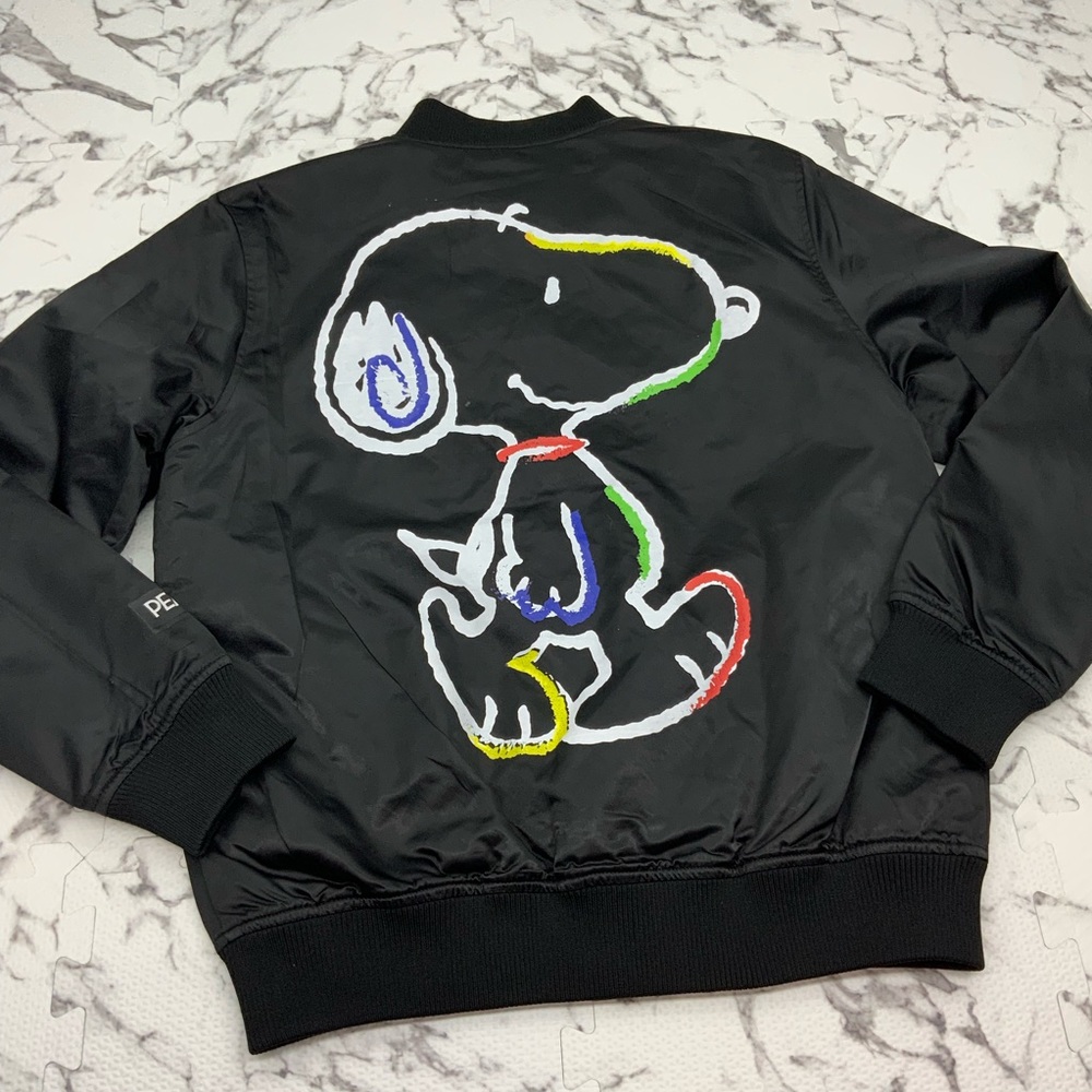 Men's Snoopy Black Satin Jacket